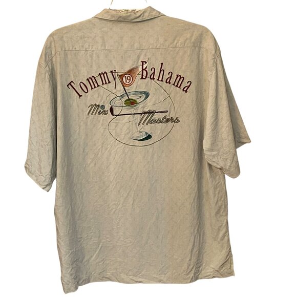 Tommy Bahama Short Sleeve Silk Button‎ Up Shirt Tan Vacation Summer Golf XL - Picture 3 of 7